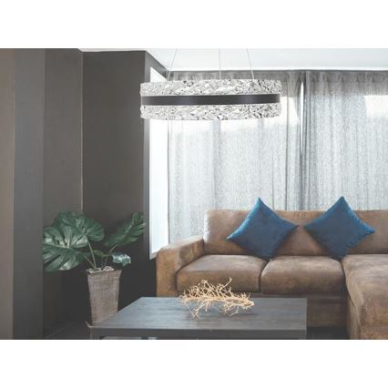 LED Aptumšojama kristāla lustra ar auklu LED/80W/230V 3000-6500K melna + tālvadības pults