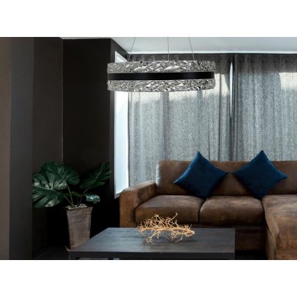 LED Aptumšojama kristāla lustra ar auklu LED/80W/230V 3000-6500K melna + tālvadības pults