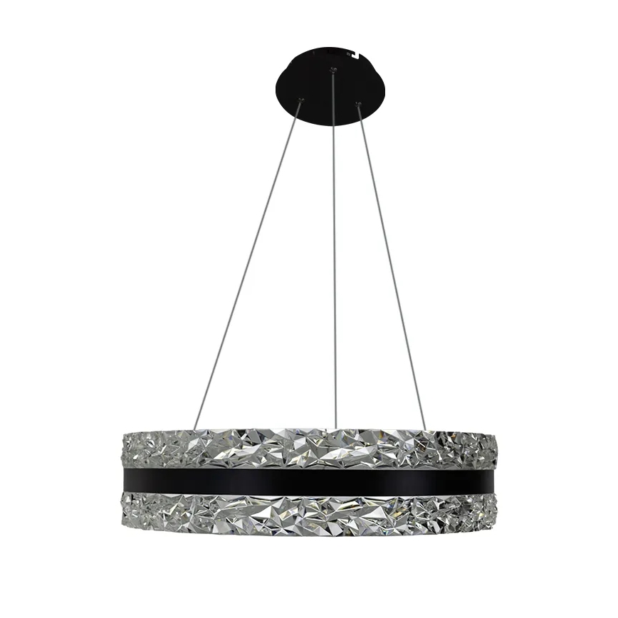 LED Aptumšojama kristāla lustra ar auklu LED/80W/230V 3000-6500K melna + tālvadības pults