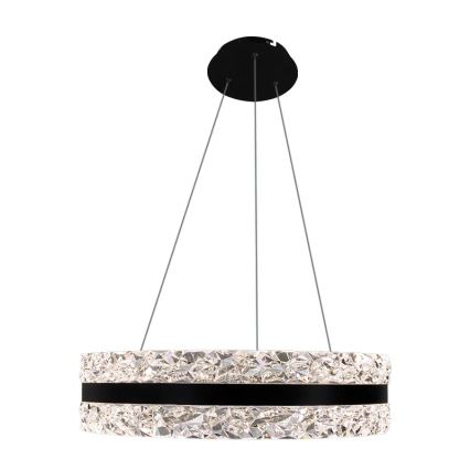 LED Aptumšojama kristāla lustra ar auklu LED/80W/230V 3000-6500K melna + tālvadības pults