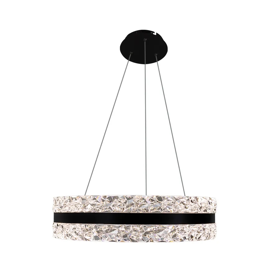LED Aptumšojama kristāla lustra ar auklu LED/80W/230V 3000-6500K melna + tālvadības pults