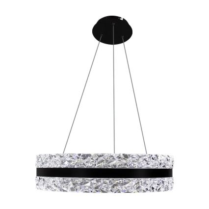 LED Aptumšojama kristāla lustra ar auklu LED/80W/230V 3000-6500K melna + tālvadības pults