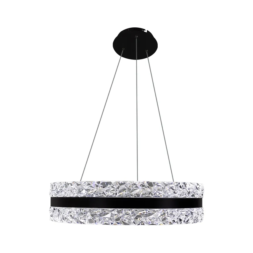 LED Aptumšojama kristāla lustra ar auklu LED/80W/230V 3000-6500K melna + tālvadības pults