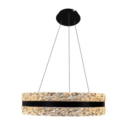 LED Aptumšojama kristāla lustra ar auklu LED/80W/230V 3000-6500K melna + tālvadības pults
