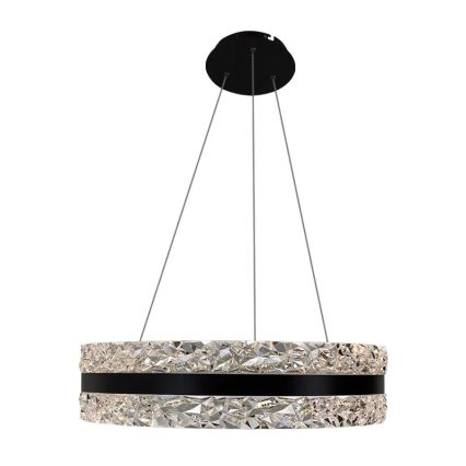 LED Aptumšojama kristāla lustra ar auklu LED/80W/230V 3000-6500K melna + tālvadības pults