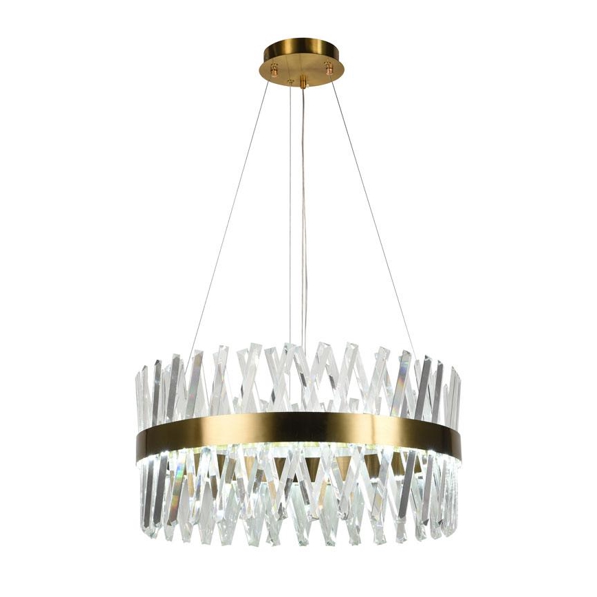 LED Aptumšojama kristāla lustra ar auklu LED/80W/230V 3000-6500K zelta + tālvadības pults