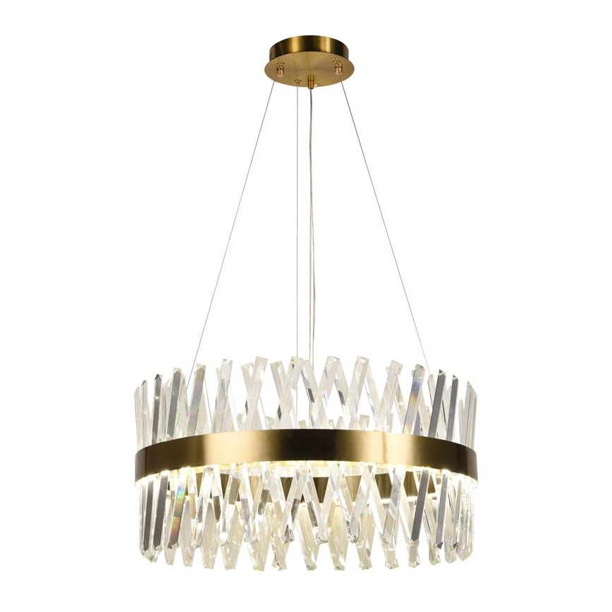 LED Aptumšojama kristāla lustra ar auklu LED/80W/230V 3000-6500K zelta + tālvadības pults