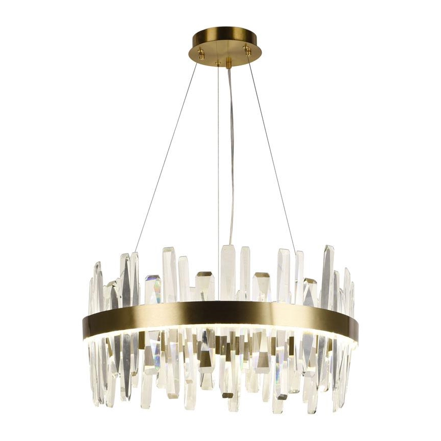 LED Aptumšojama kristāla lustra ar auklu LED/80W/230V 3000-6500K zelta + tālvadības pults