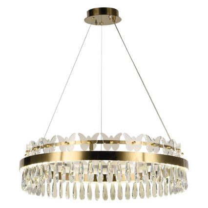 LED Aptumšojama kristāla lustra ar auklu LED/80W/230V 3000-6500K zelta + tālvadības pults