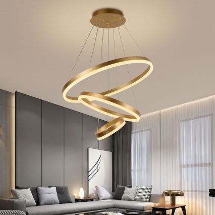 LED Aptumšojama lustra ar auklu LED/85W/230V 3000-6500K d. 60 cm + tālvadības pults