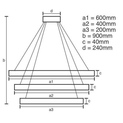 LED Aptumšojama lustra ar auklu LED/85W/230V 3000-6500K + tālvadības pults