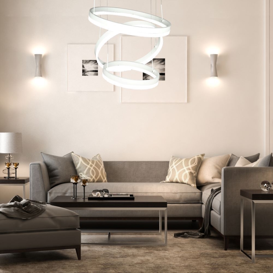 LED Aptumšojama lustra ar auklu LED/86W/230V 3000K balta