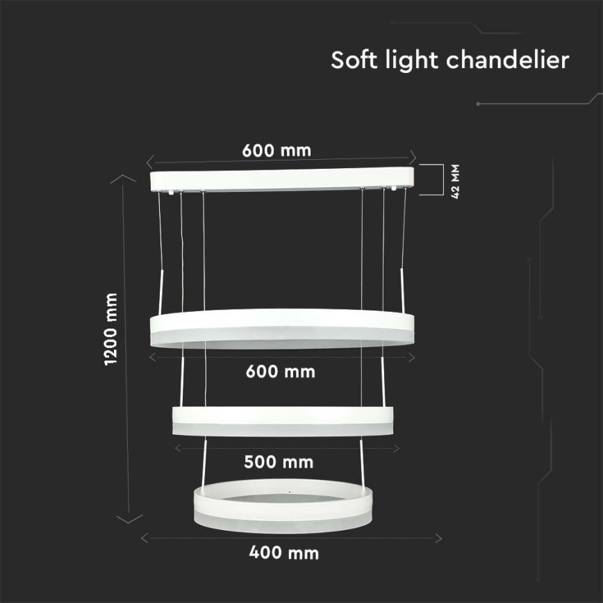LED Aptumšojama lustra ar auklu LED/86W/230V 3000K balta
