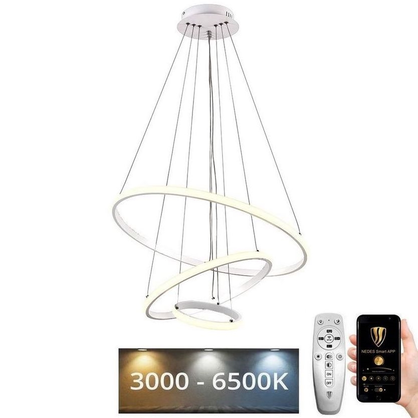 LED Aptumšojama lustra ar auklu LED/90W/230V 3000-6500K d. 60 cm + tālvadības pults