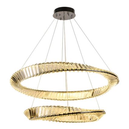 LED Aptumšojama kristāla lustra ar auklu LED/90W/230V 3000-6500K spīdīgi hromēts + tālvadības pults