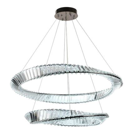 LED Aptumšojama kristāla lustra ar auklu LED/90W/230V 3000-6500K spīdīgi hromēts + tālvadības pults