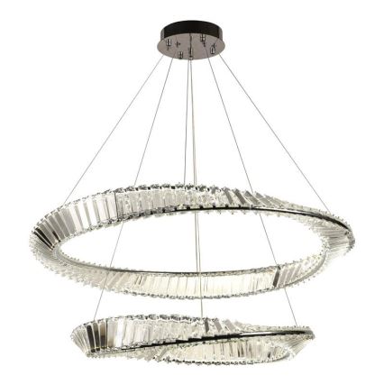 LED Aptumšojama kristāla lustra ar auklu LED/90W/230V 3000-6500K spīdīgi hromēts + tālvadības pults