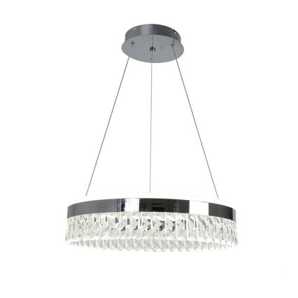 LED Aptumšojama kristāla lustra ar auklu LED/90W/230V 3000-6500K spīdīgi hromēts + tālvadības pults