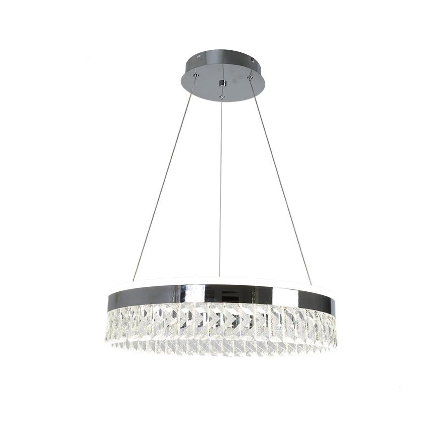 LED Aptumšojama kristāla lustra ar auklu LED/90W/230V 3000-6500K spīdīgi hromēts + tālvadības pults