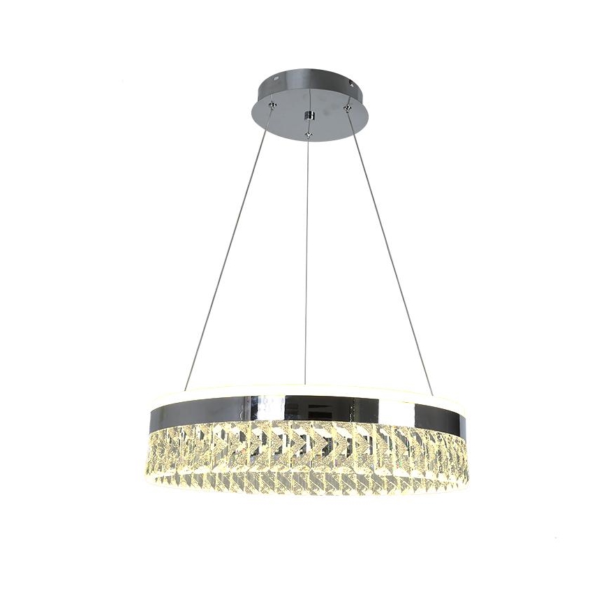 LED Aptumšojama kristāla lustra ar auklu LED/90W/230V 3000-6500K spīdīgi hromēts + tālvadības pults