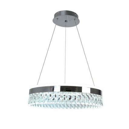 LED Aptumšojama kristāla lustra ar auklu LED/90W/230V 3000-6500K spīdīgi hromēts + tālvadības pults