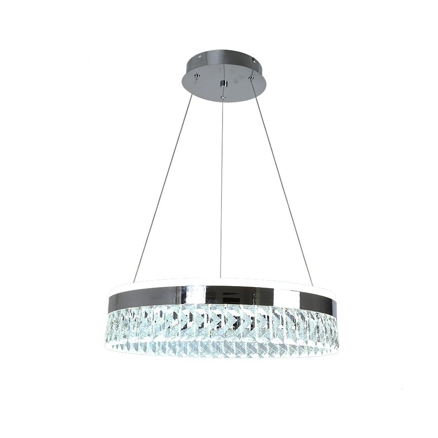 LED Aptumšojama kristāla lustra ar auklu LED/90W/230V 3000-6500K spīdīgi hromēts + tālvadības pults