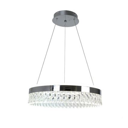 LED Aptumšojama kristāla lustra ar auklu LED/90W/230V 3000-6500K spīdīgi hromēts + tālvadības pults