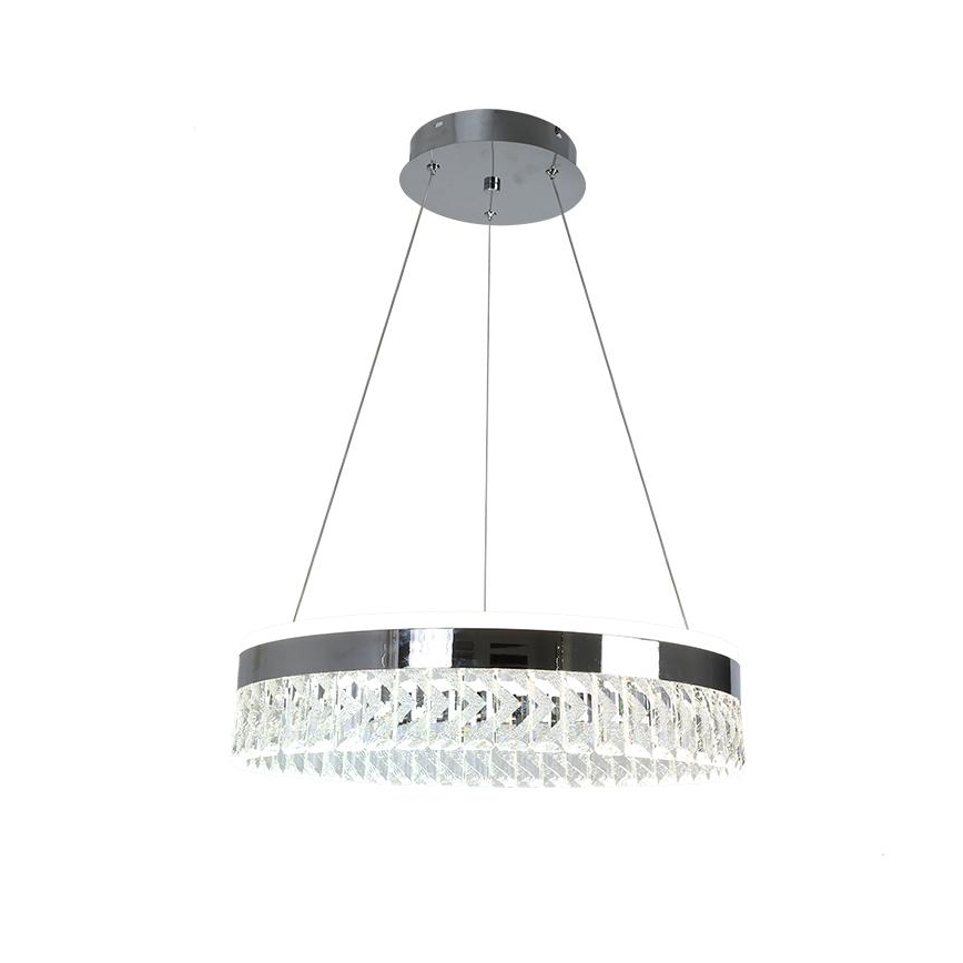 LED Aptumšojama kristāla lustra ar auklu LED/90W/230V 3000-6500K spīdīgi hromēts + tālvadības pults