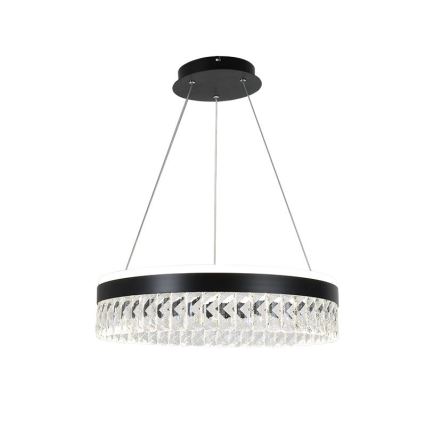 LED Aptumšojama kristāls lustra ar auklu LED/90W/230V 3000-6500K melna + tālvadības pults