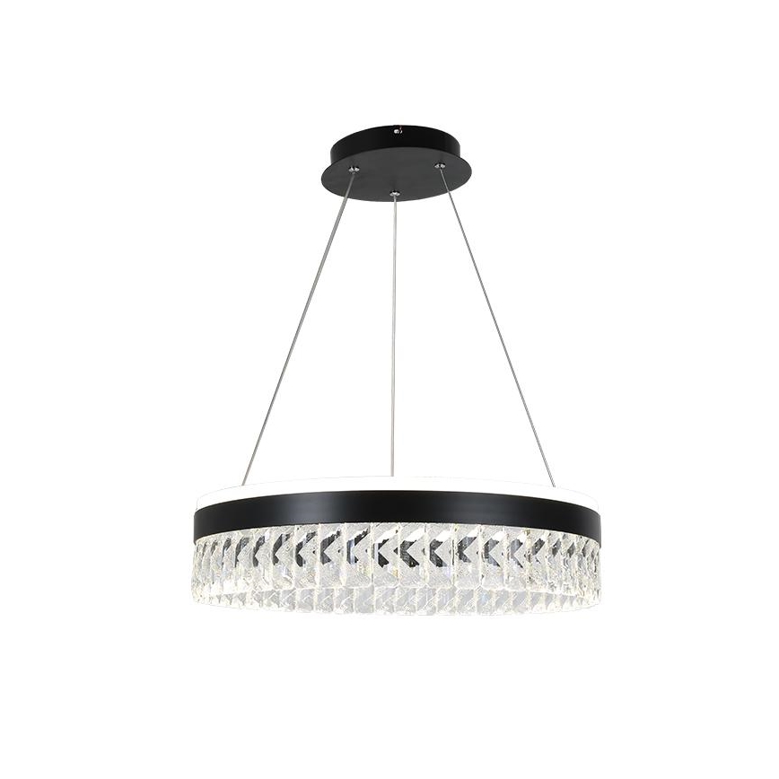 LED Aptumšojama kristāls lustra ar auklu LED/90W/230V 3000-6500K melna + tālvadības pults