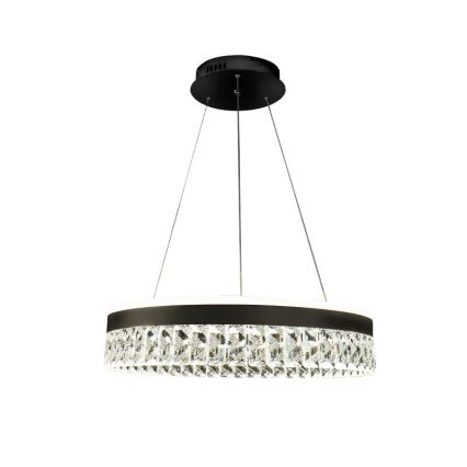 LED Aptumšojama kristāls lustra ar auklu LED/90W/230V 3000-6500K melna + tālvadības pults