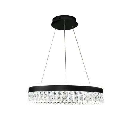 LED Aptumšojama kristāls lustra ar auklu LED/90W/230V 3000-6500K melna + tālvadības pults