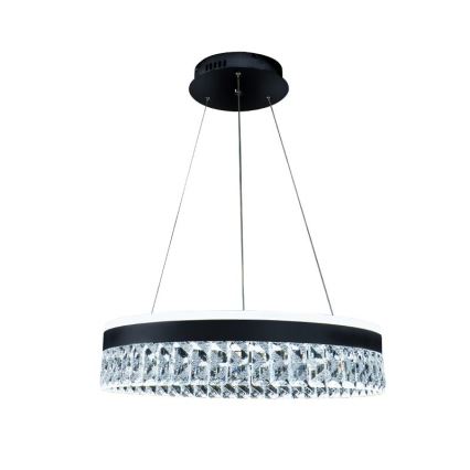LED Aptumšojama kristāls lustra ar auklu LED/90W/230V 3000-6500K melna + tālvadības pults