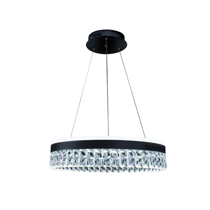 LED Aptumšojama kristāls lustra ar auklu LED/90W/230V 3000-6500K melna + tālvadības pults