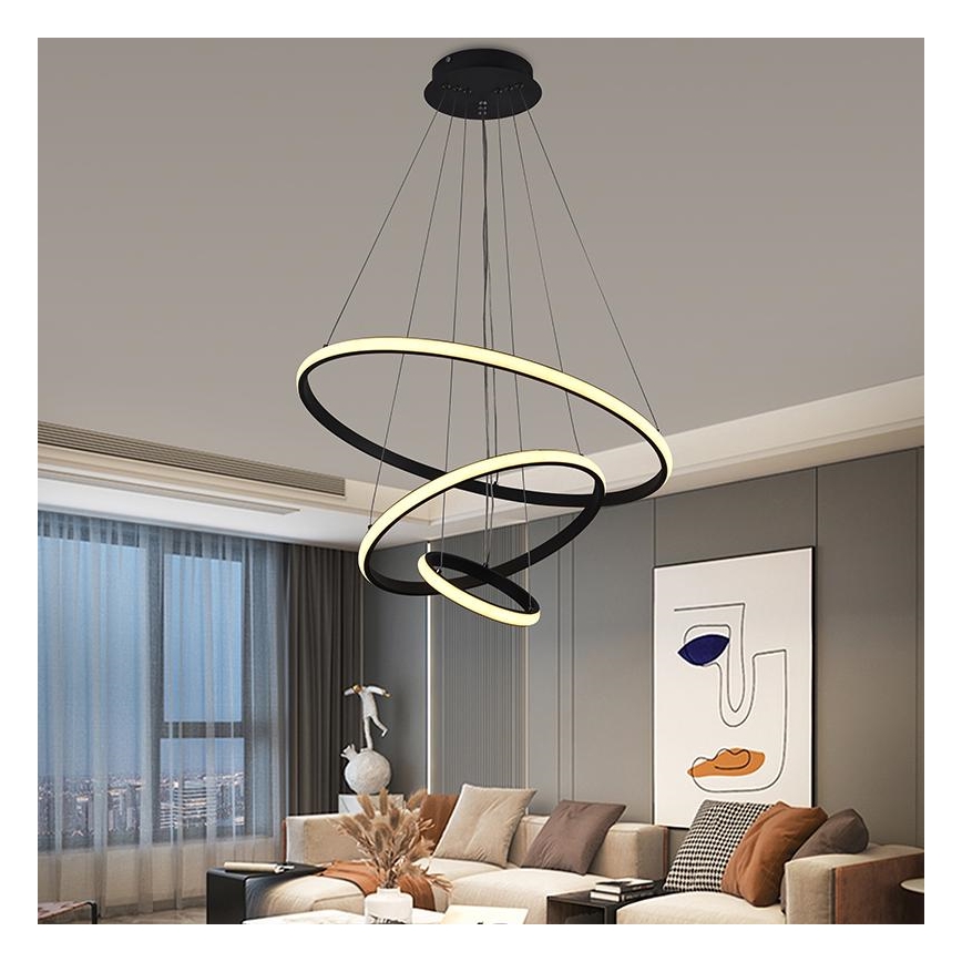 LED Aptumšojama lustra ar auklu LED/90W/230V 3000-6500K d. 60 cm + tālvadības pults