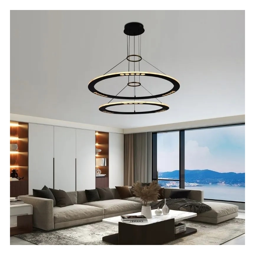 LED Aptumšojama lustra ar auklu LED/90W/230V 3000-6500K + tālvadības pults