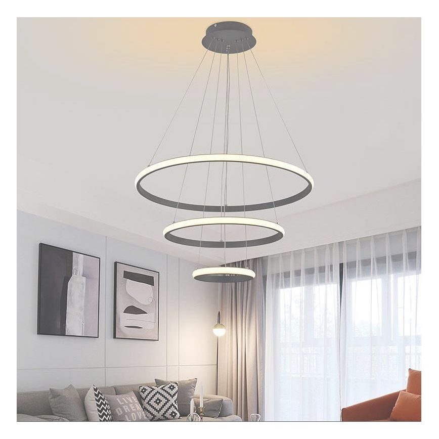 LED Aptumšojama lustra ar auklu LED/90W/230V 3000-6500K d. 60 cm + tālvadības pults