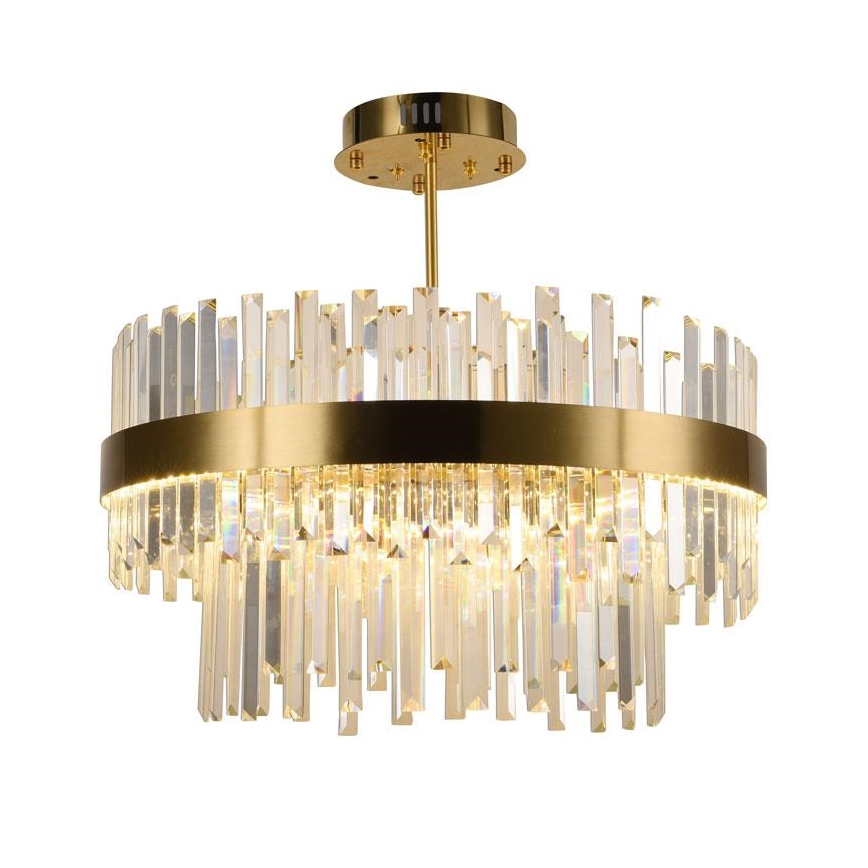 LED Aptumšojama kristāla lustra ar auklu LED/80W/230V 3000-6500K zelta + tālvadības pults