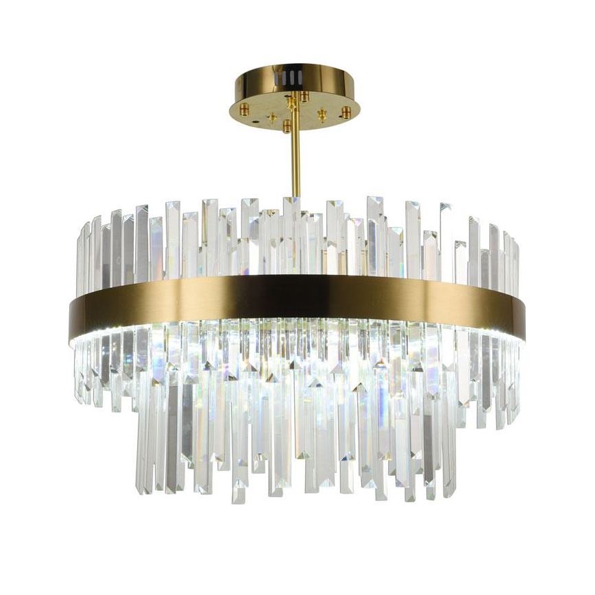 LED Aptumšojama kristāla lustra ar auklu LED/80W/230V 3000-6500K zelta + tālvadības pults