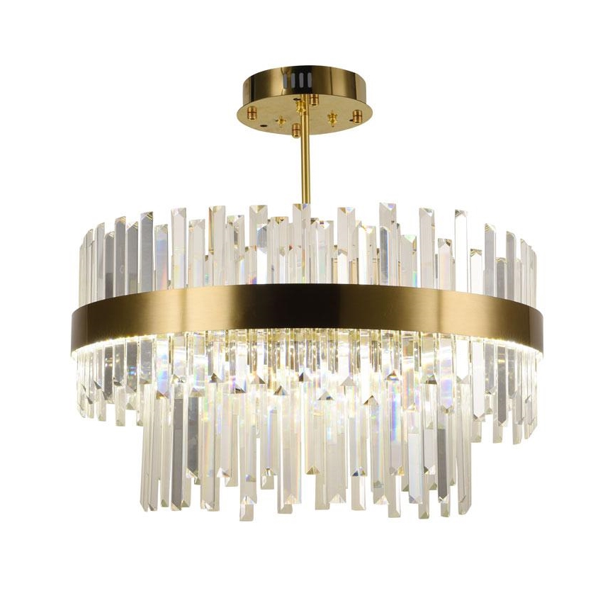LED Aptumšojama kristāla lustra ar auklu LED/80W/230V 3000-6500K zelta + tālvadības pults