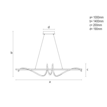 LED aptumšojama lustra uz troses LED/50W/230V 3000-6500K 100 cm + tālvadības pults
