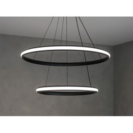 LED lustra ar regulējamu spilgtumu uz troses LED/90W/230V 3000-6500K Ø 60 cm + tālvadības pults