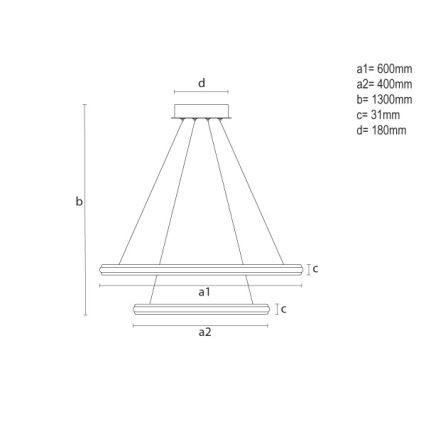 LED lustra ar regulējamu spilgtumu uz troses LED/90W/230V 3000-6500K Ø 60 cm + tālvadības pults