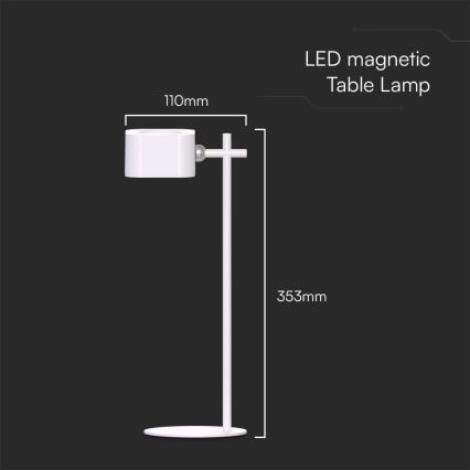 LED Aptumšojama magnētiska lādējama galda lampa 4in1 LED/3W/5V 3000-6000K 1800 mAh balta