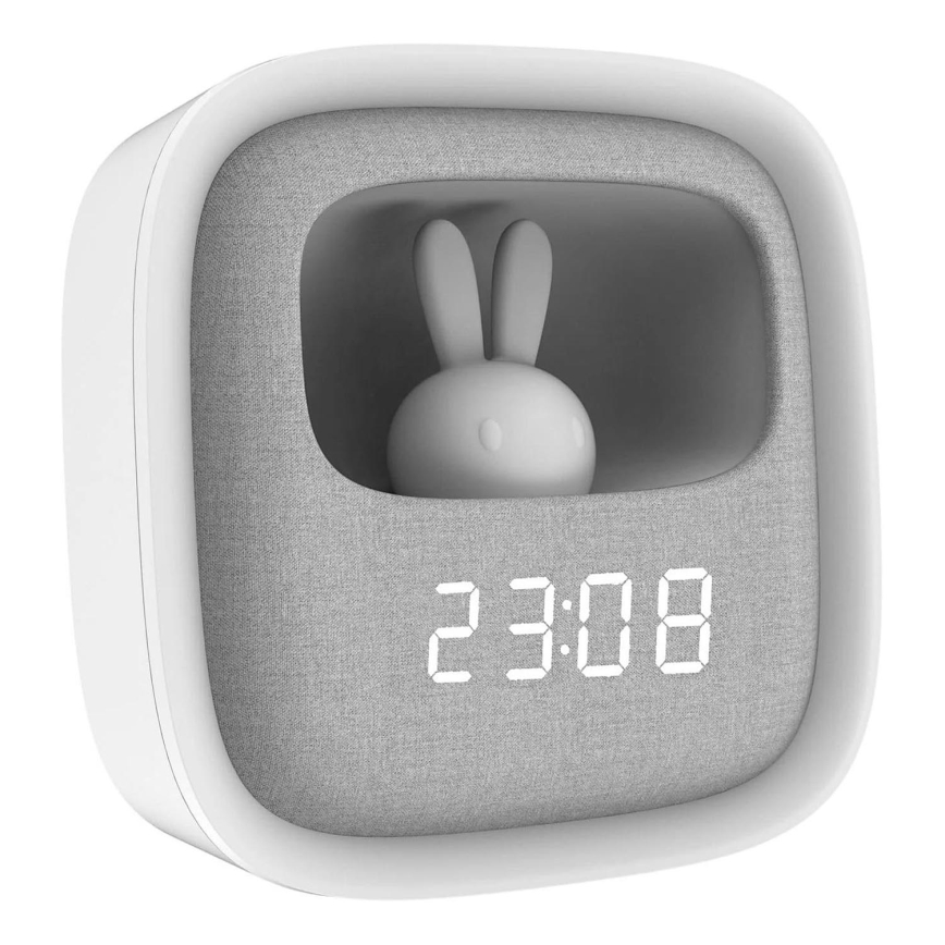 LED Aptumšojama nakts lampiņa ar modinātāju BUNNY LED/1,2W/5V 3000K