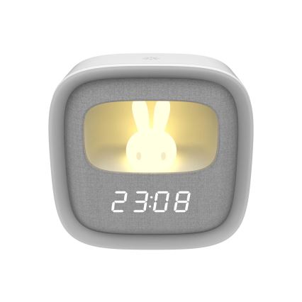 LED Aptumšojama nakts lampiņa ar modinātāju BUNNY LED/1,2W/5V 3000K