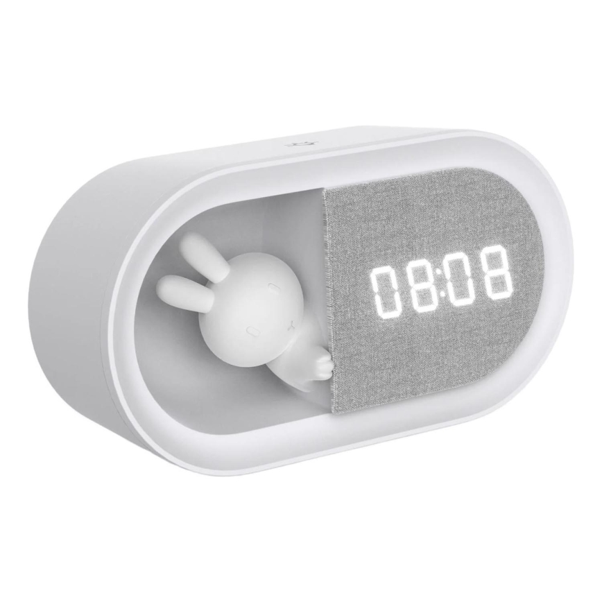 LED Aptumšojama nakts lampiņa ar modinātāju BUNNY LED/1,2W/5V 3000K