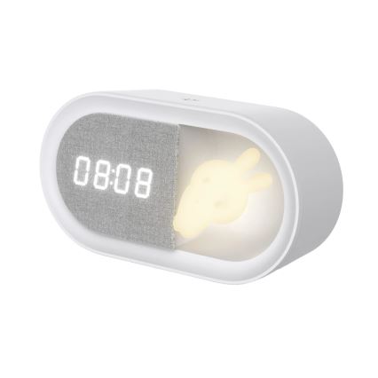 LED Aptumšojama nakts lampiņa ar modinātāju BUNNY LED/1,2W/5V 3000K
