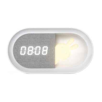 LED Aptumšojama nakts lampiņa ar modinātāju BUNNY LED/1,2W/5V 3000K