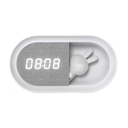 LED Aptumšojama nakts lampiņa ar modinātāju BUNNY LED/1,2W/5V 3000K
